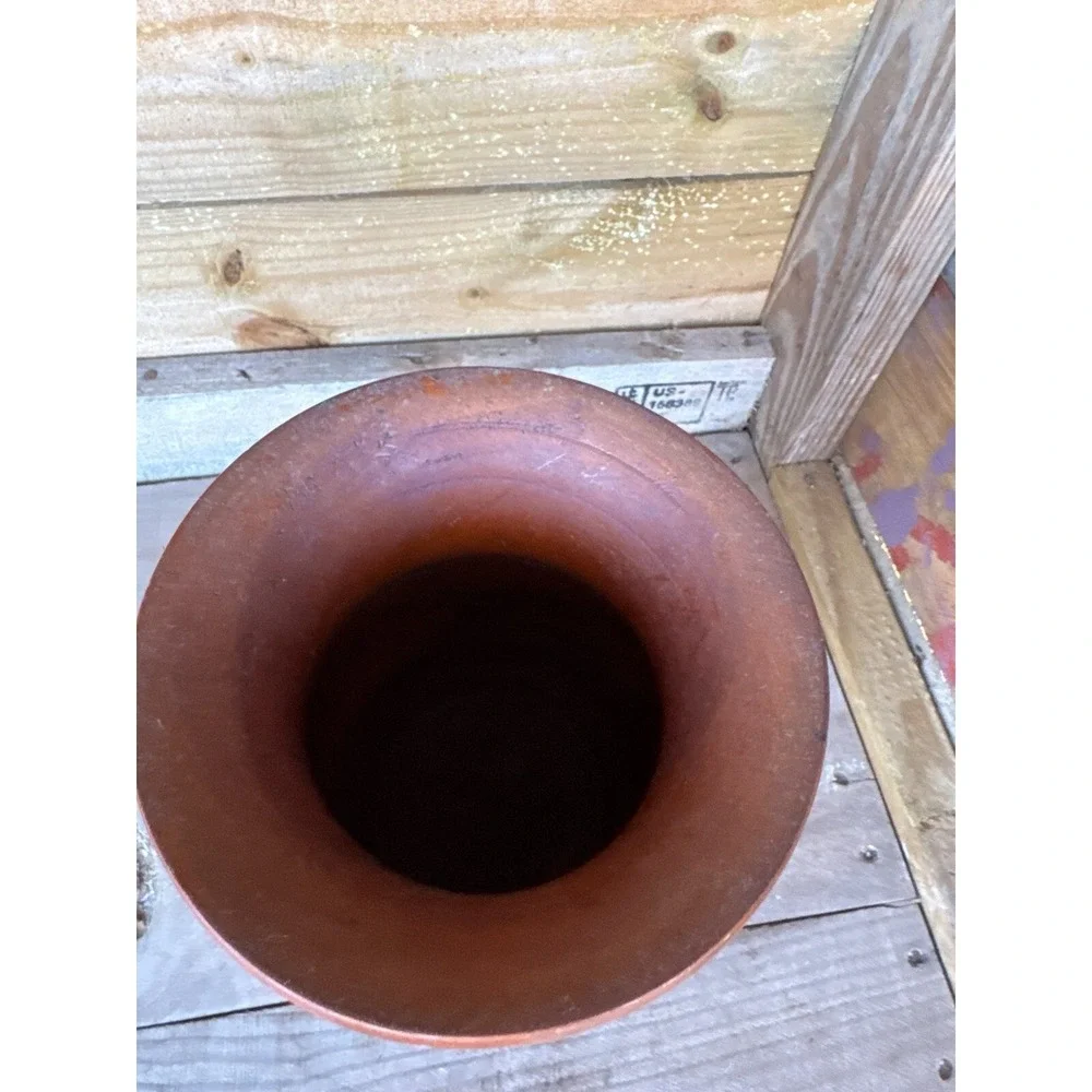 Vintage Hand Carved Wood  Bud Vase Folk Art Decor Flower Donkey‎ Palm Design